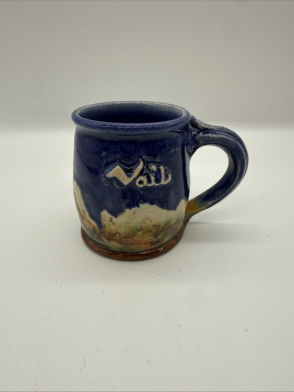 John Hanson CO Pottery Mug Signed Studio Art Pottery Mountain Landscape 1989